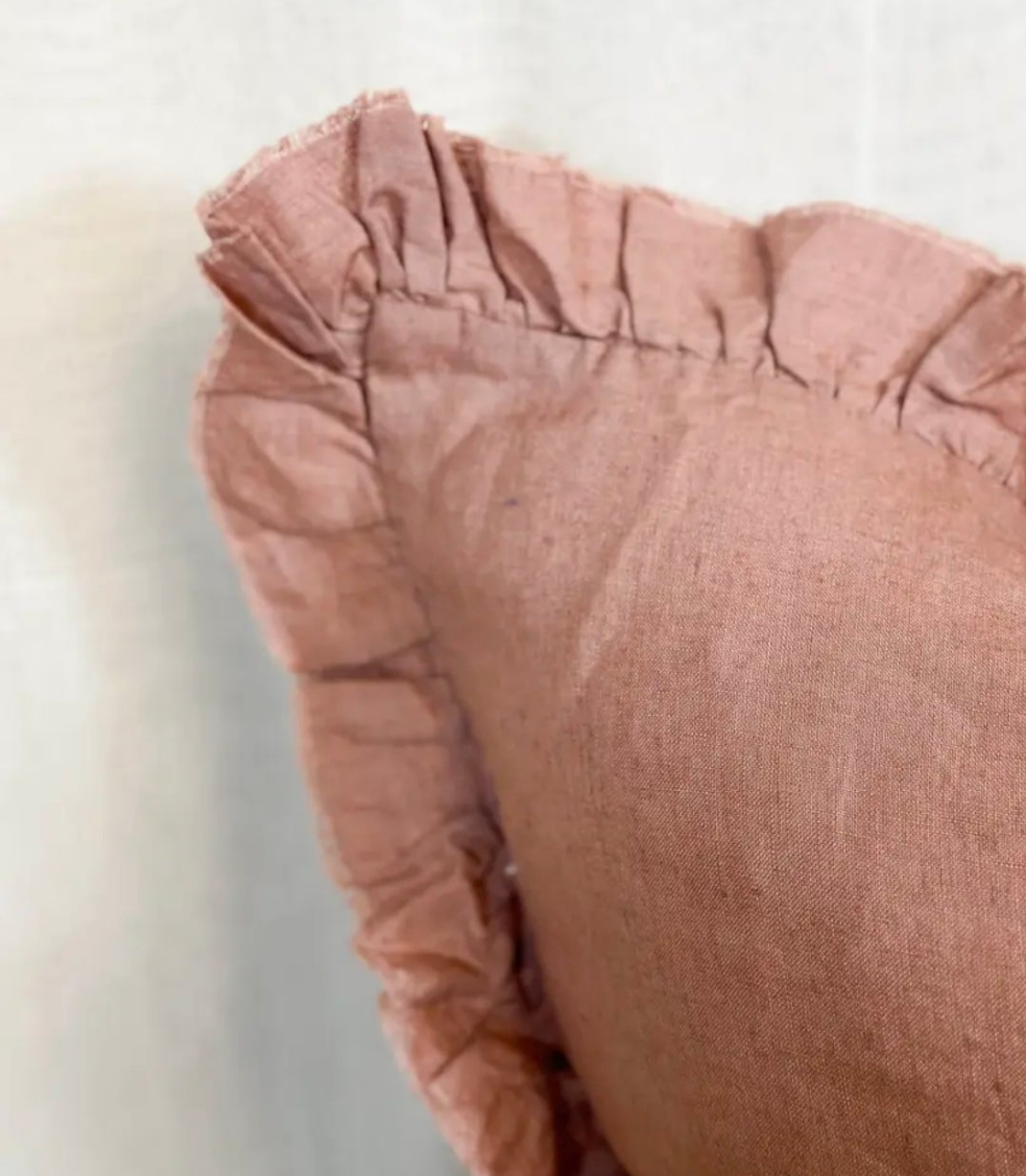 Aoife Rose Pink Ruffle Cushion