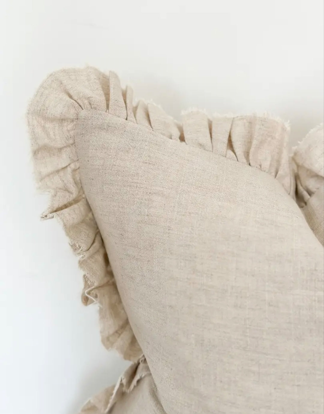 Ellie Sand Ruffle Linen Blend Cushion