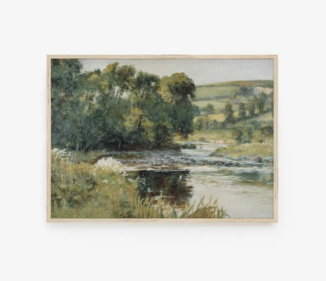 Vintage Inspired Green Landscape Print (12 X 18)