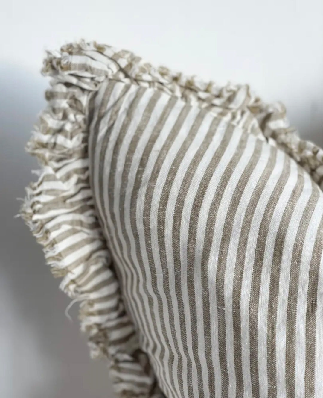 Ayda Olive Stripe Ruffle Cushion