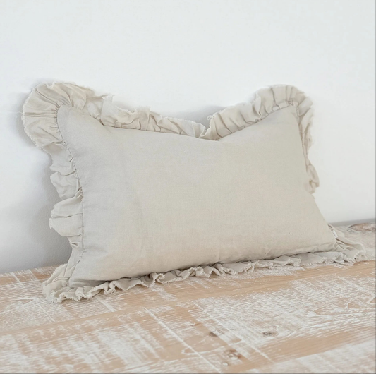 Aoife Cream Ruffle Cushion 50 x 30