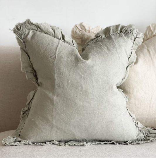 Aoife Sage Green Ruffle Cushion