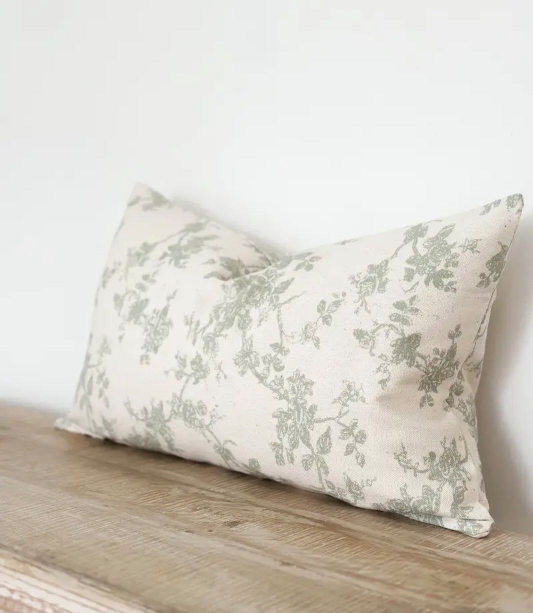 Sophia sage floral print cushion 50cm x 30cm