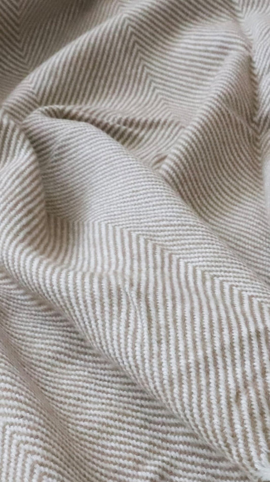 Soft Cream and Brown Chevron Throw