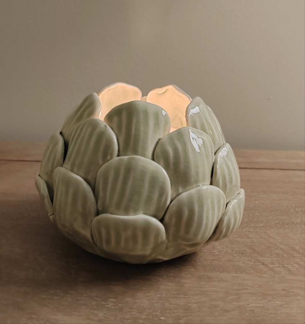 Green Artichoke Candle Holder