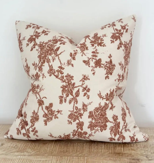 Sophia Cinnamon Floral Print Cushion