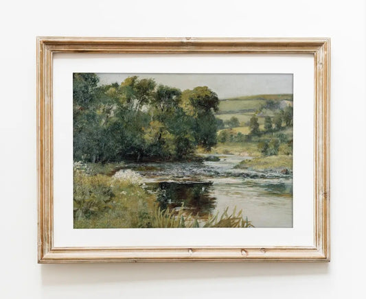 Vintage Inspired Green Landscape Print (12 X 18)